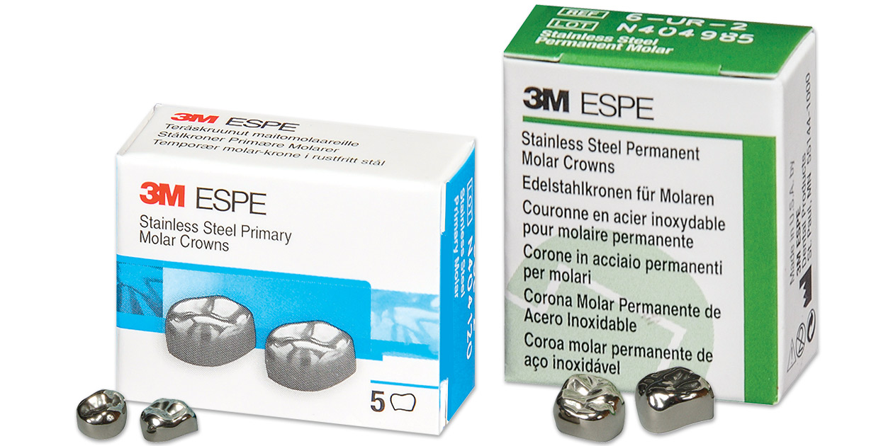 3M™ stainless steel molar crowns